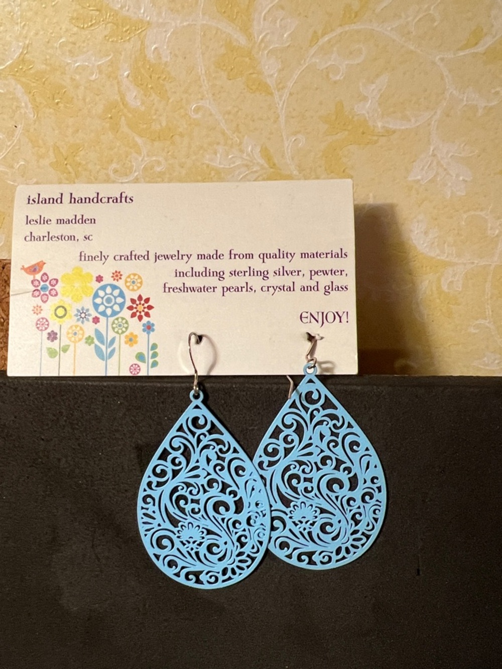 New light blue enamel sterling silver earrings - light weight